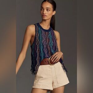 Anthropologie Navy and Purple Knit Tank Top